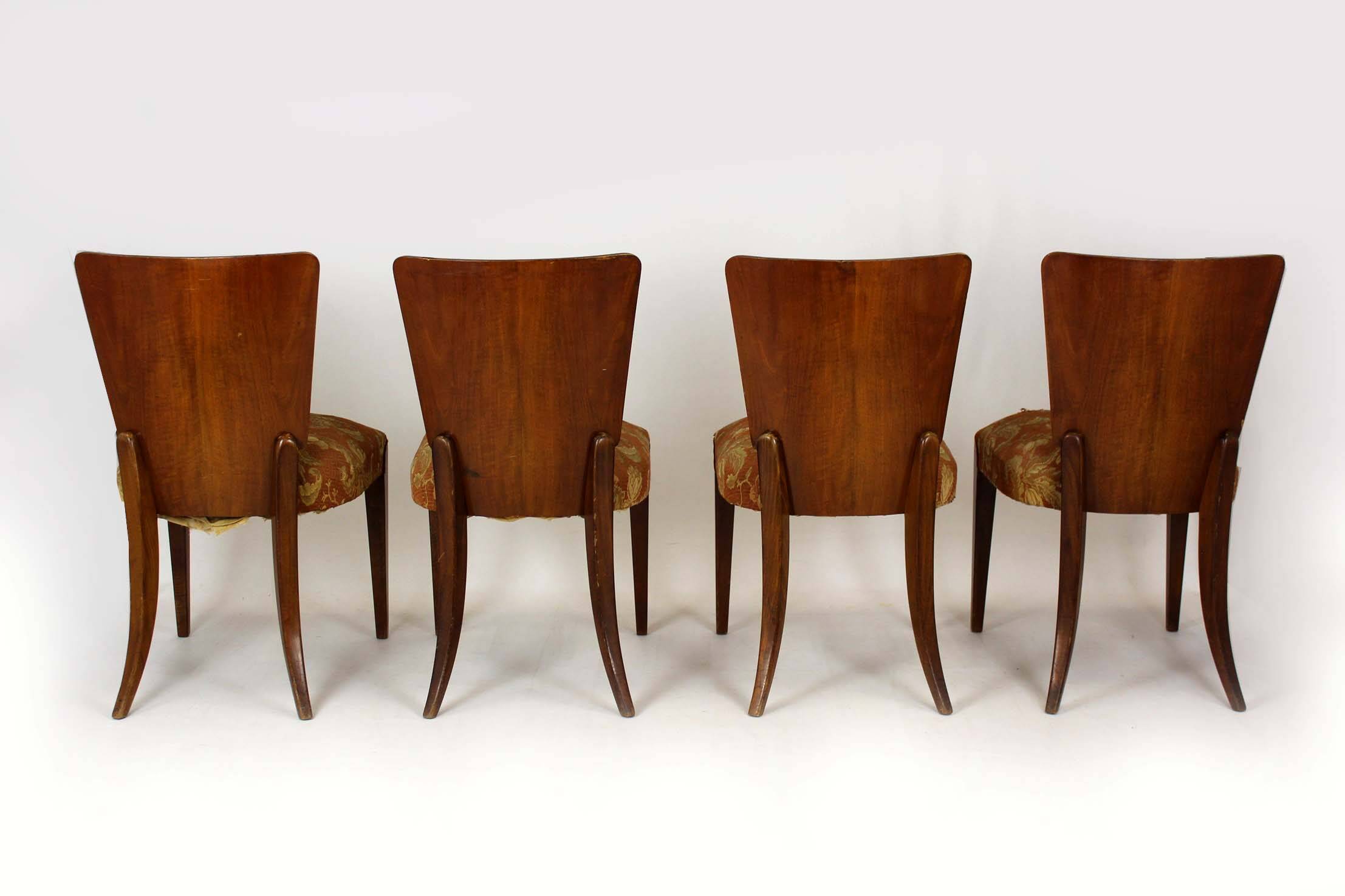 Art Deco H-214 Dining Chairs by Jindrich Halabala for UP Závody, 1950s, Set