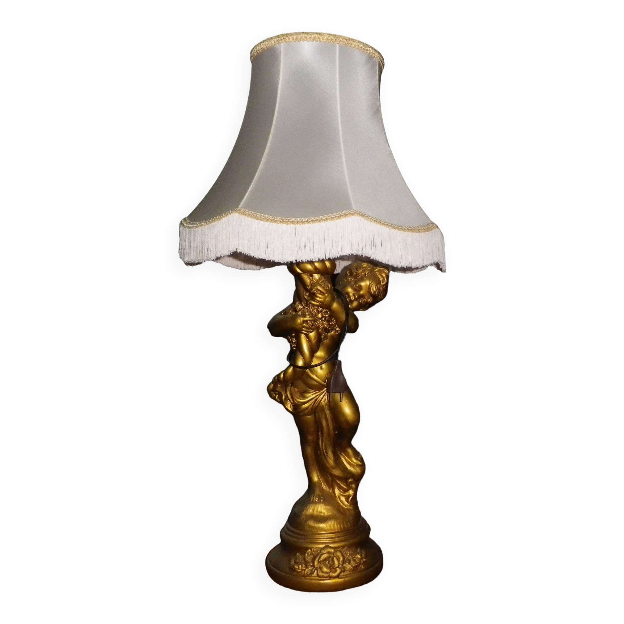 lampe ange plâtre doré
