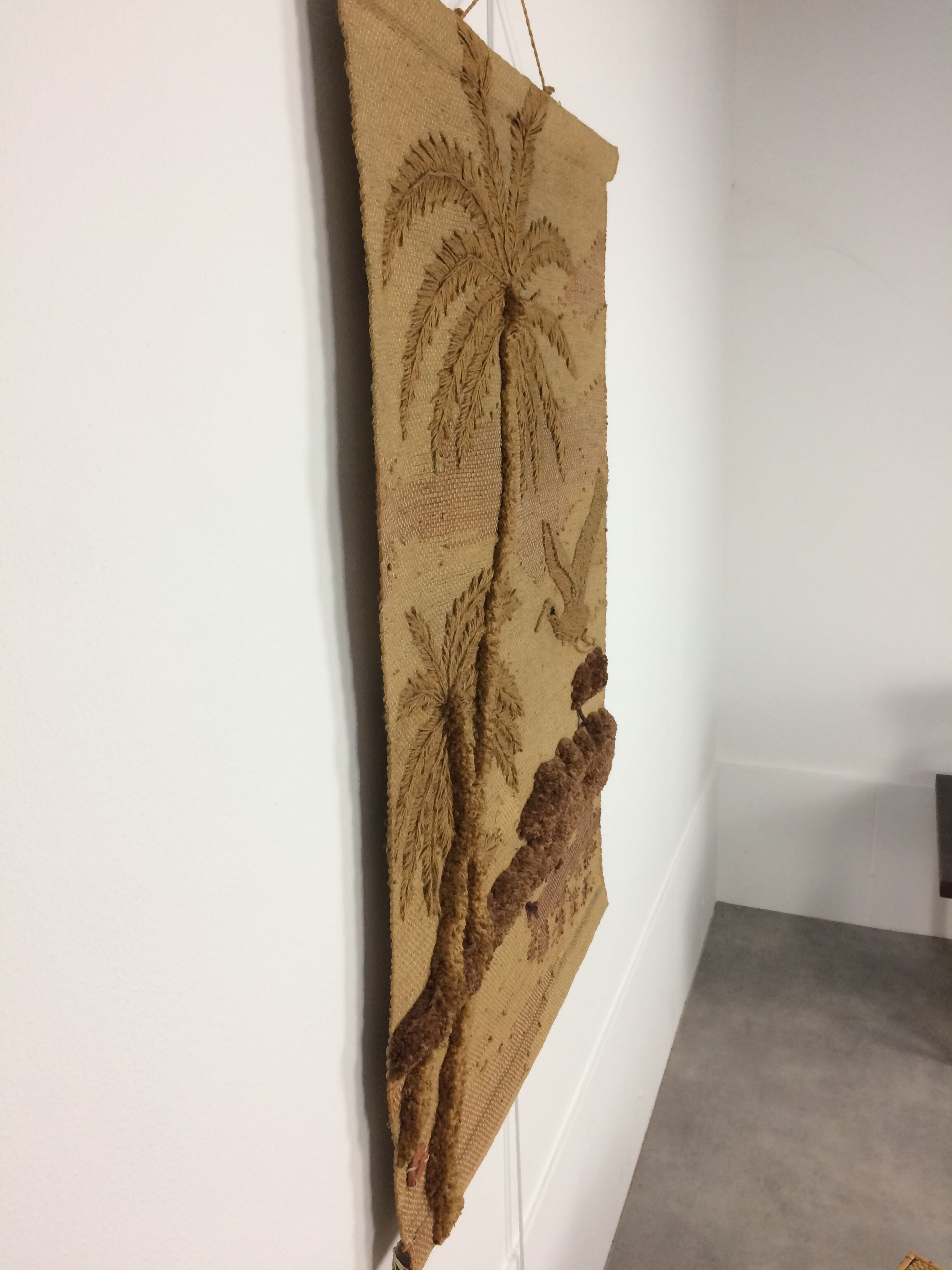 70's jute tapestry with palm trees jungle