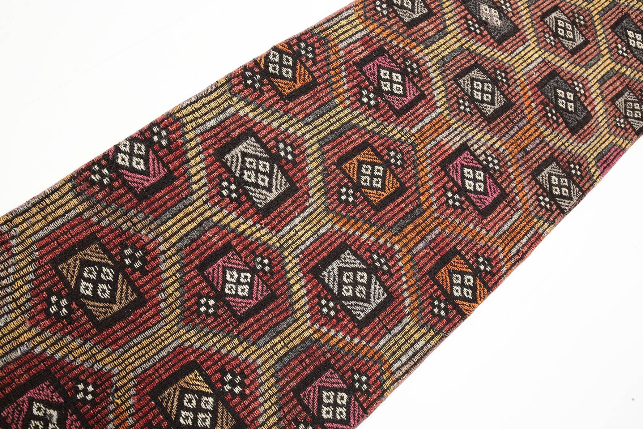 2x7 kilim handmade vintage distressed kilim runner, 61x214 cm