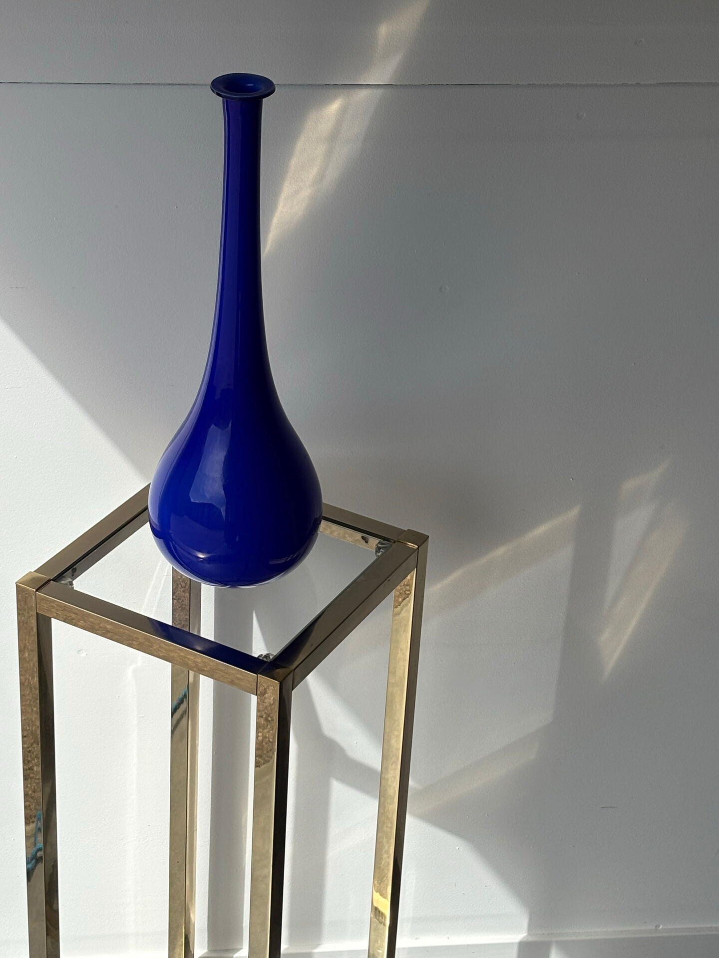 Golden metal and glass side table – 1970s