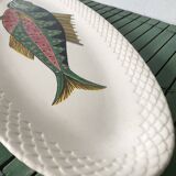 Grand plat ovale poisson Gien modèle Baie d'Halong