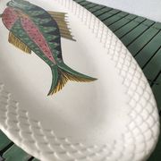 Grand plat ovale poisson Gien modèle Baie d'Halong
