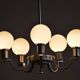 Art Deco Chandelier in Nickel, Steel and Opaline Glass, Czech, 1920s