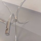 Vintage rectangular rounded dining table in smoked glass and chrome metal