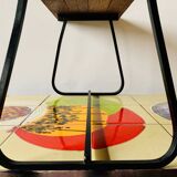 Vintage side table in wood and wrought iron