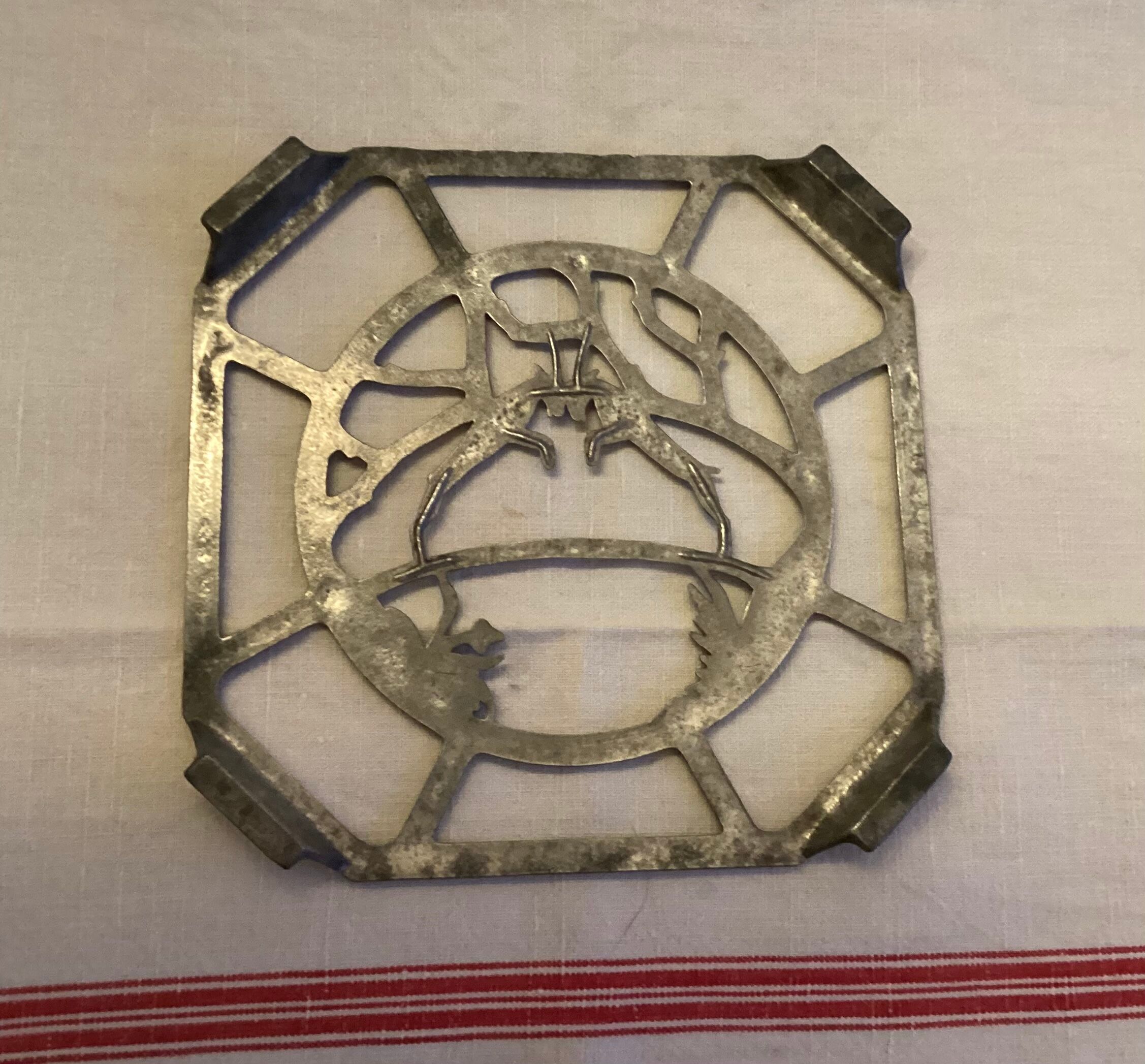 Old underplate decorations aluminum deer - vintage