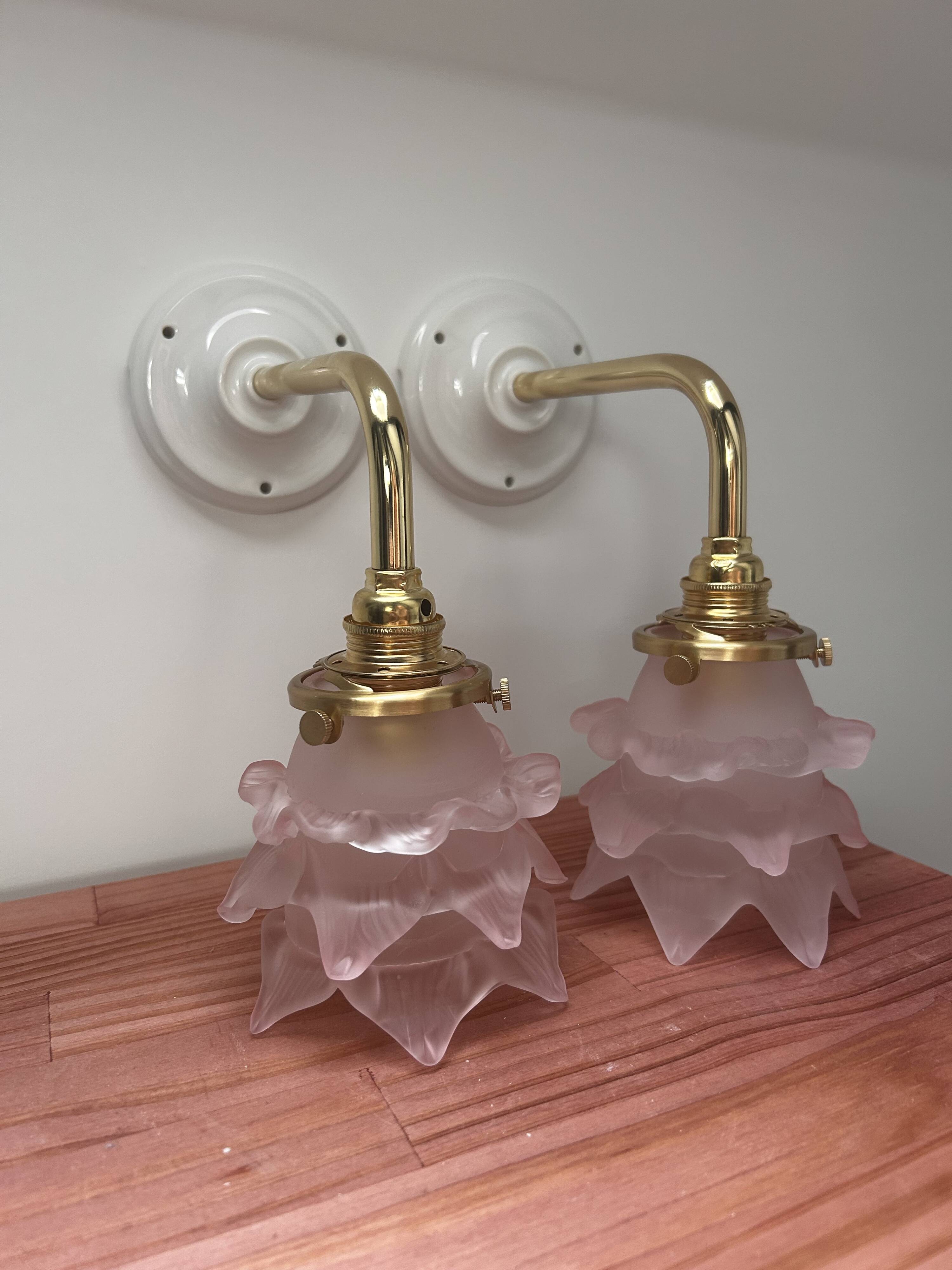 Pair of tulip flower wall lights
