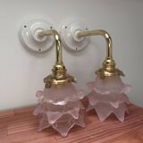 Pair of tulip flower wall lights
