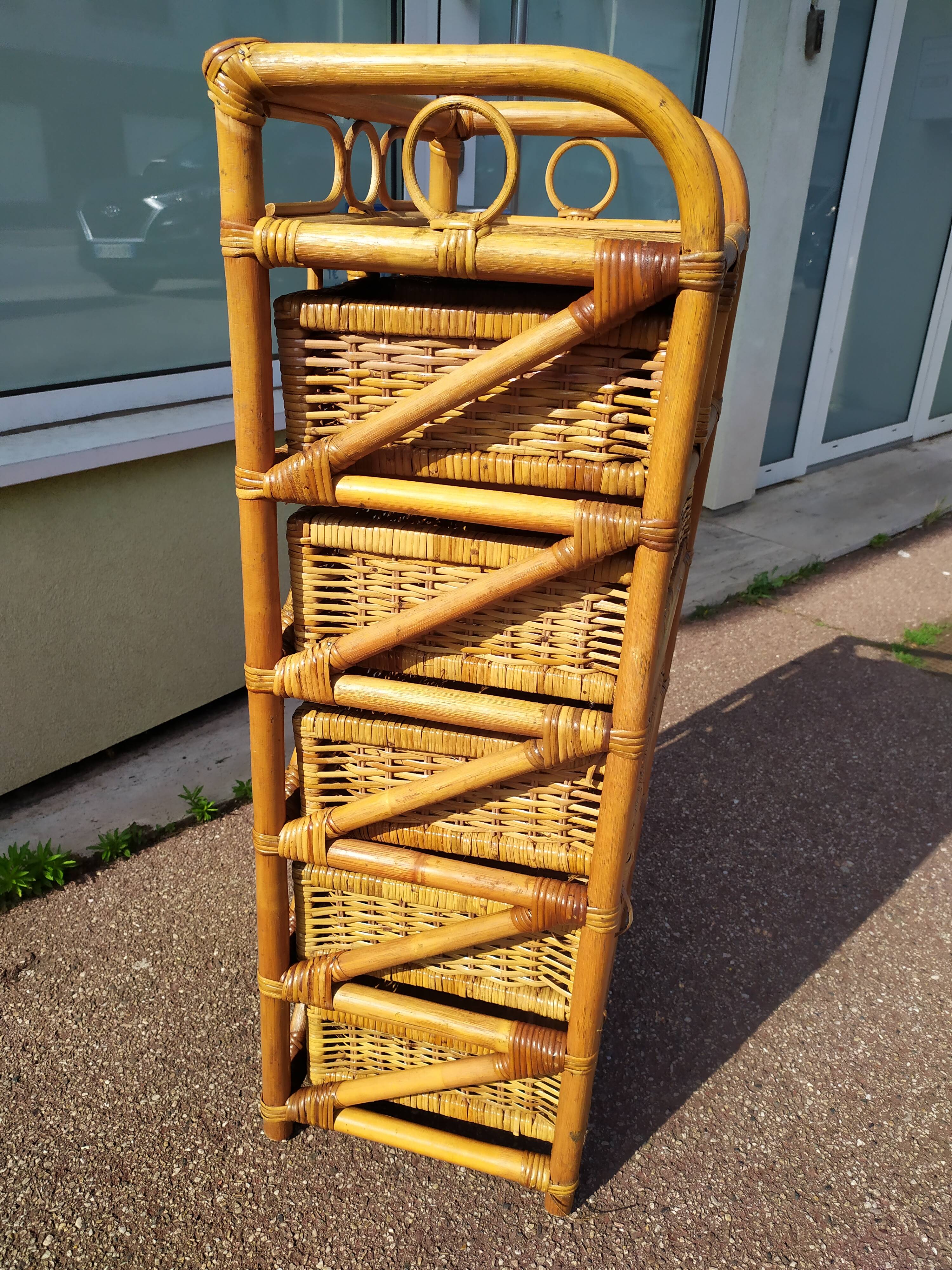 Chest of Drawers 6 Rattan Drawer - Vintage