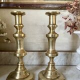 Pair of brass candlesticks from the 19th century.