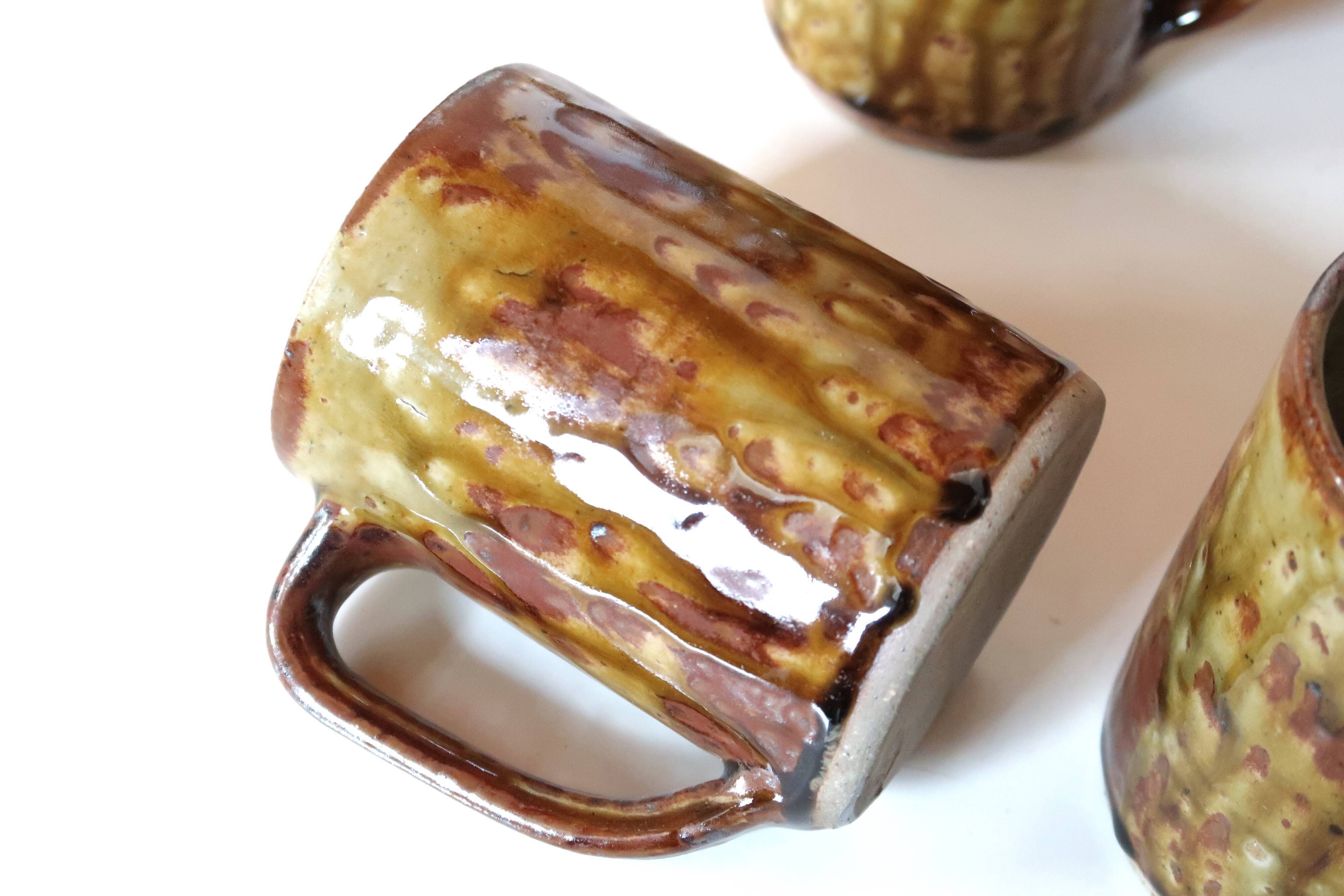 Set of 4 mugs in Migeon sandstone, La Borne, 60s