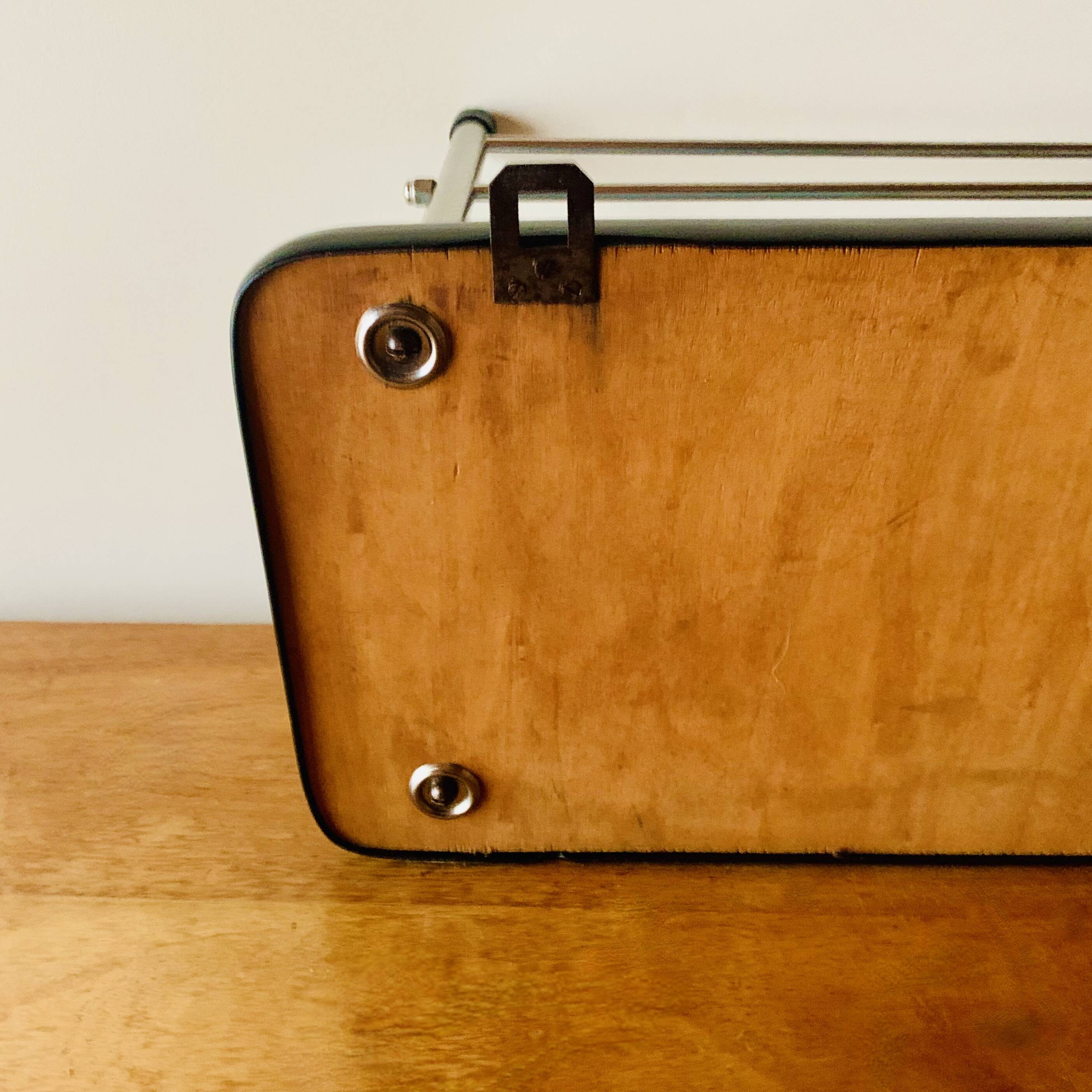Vintage wall-mounted coat rack in wood and chrome metal with mirror