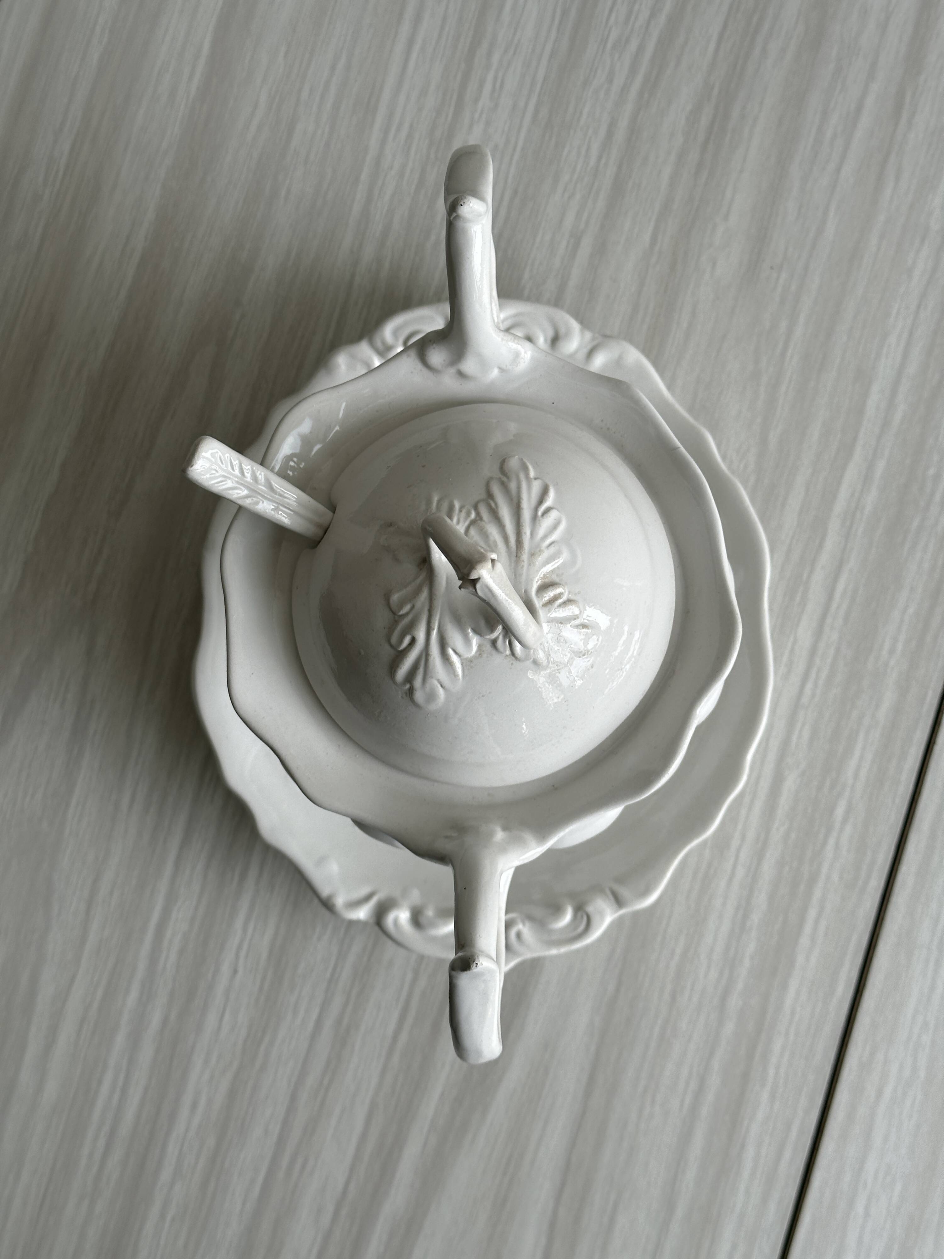 Antique white porcelain sauce boat