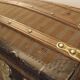 Curved trunk chest storage wood and canvas to scratches