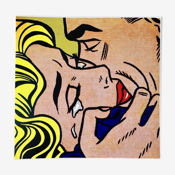 Original pop-art poster, reissue by Roy Lichtenstein "kiss v 1964"