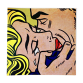 Affiche pop-art originale, réédition de Roy Lichtenstein "kiss v 1964"