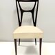 Set of Six Ebonized Beech Dining Chairs with Ivory Skai Upholstery, Italy