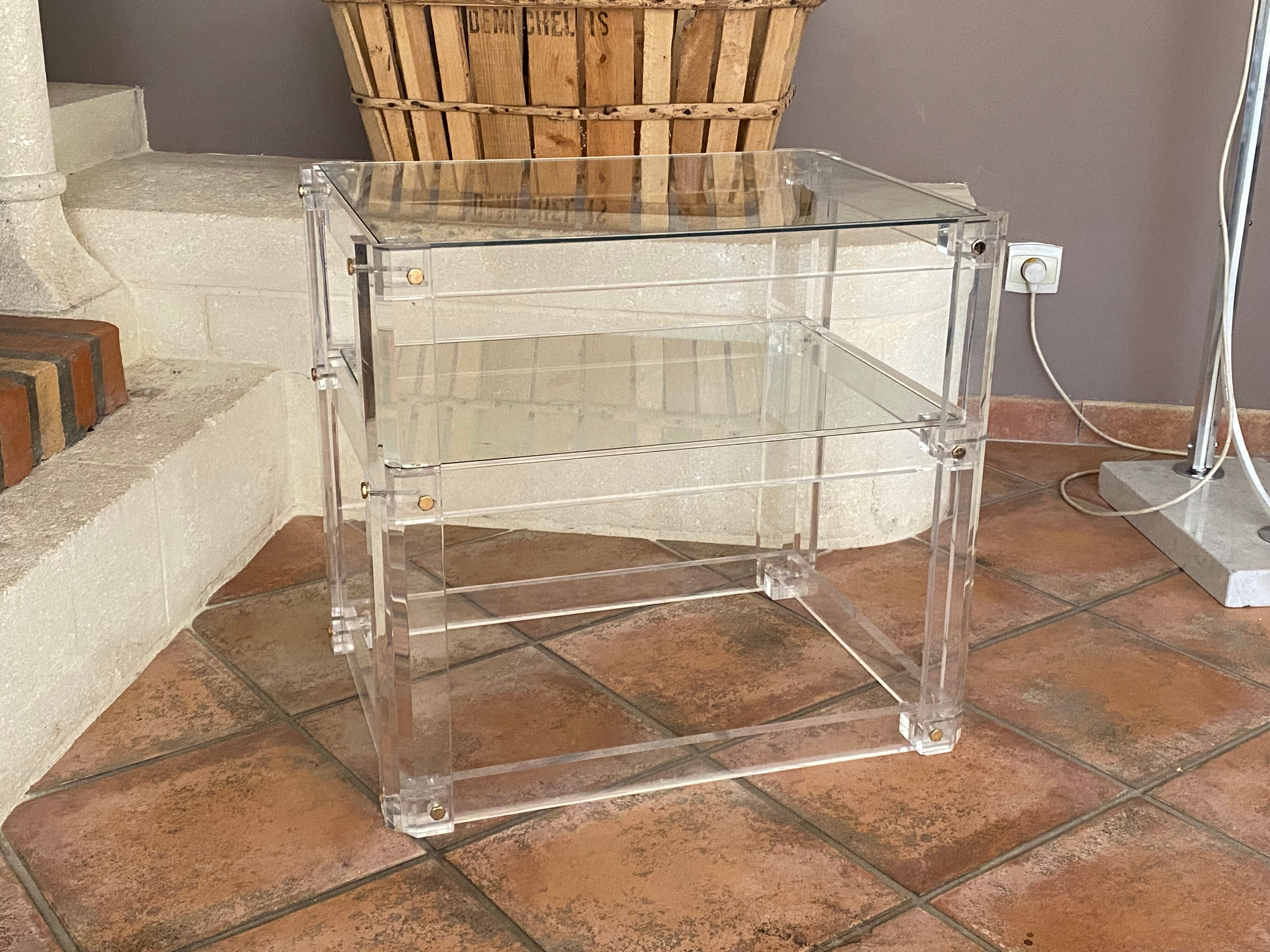 Coffee table Roche Bobois, 1970, plexiglass and glass