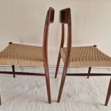 Pair of Danish chairs in teak and rope