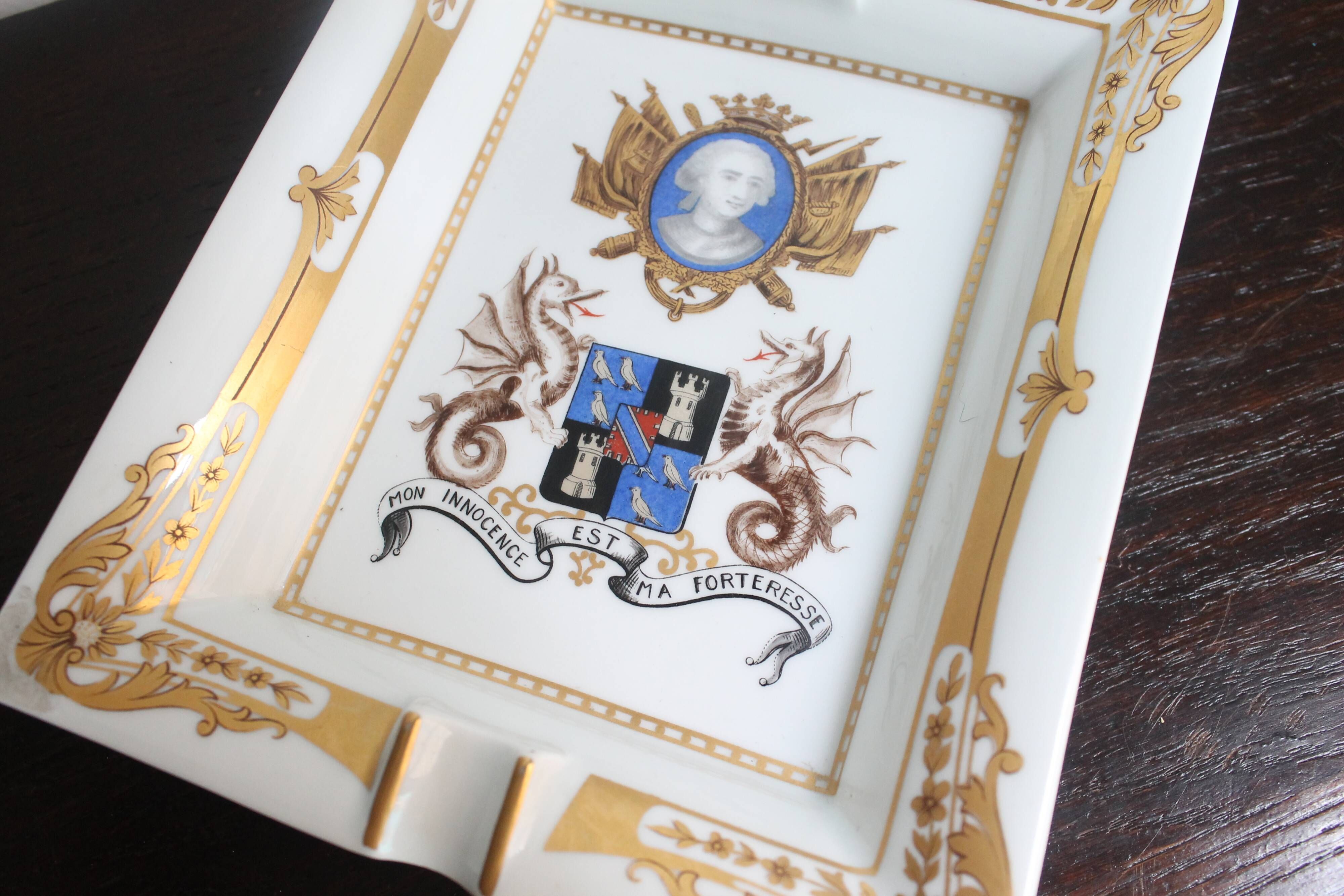 Hermès porcelain vide-poche from Limoges depicting the Marquis de Montc.