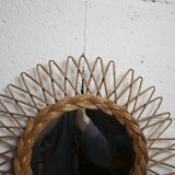 Sun rattan mirror 1960