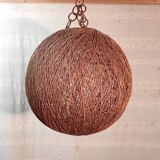 XL lampshade ball in hemp rope and rattan - 1970s