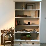 Bookcase, shelf, storage cabinet in solid wood white