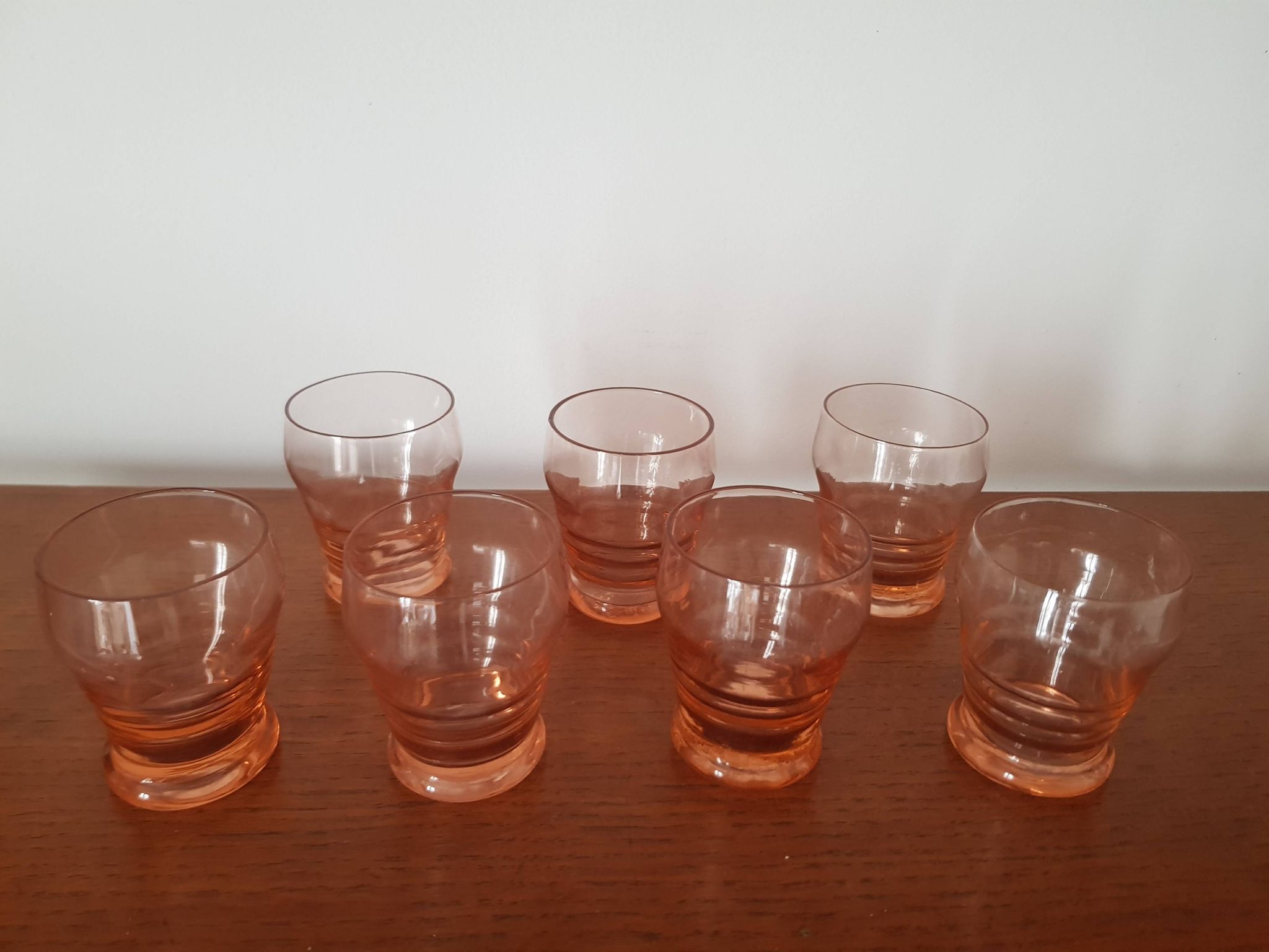 Set of small pink glasses