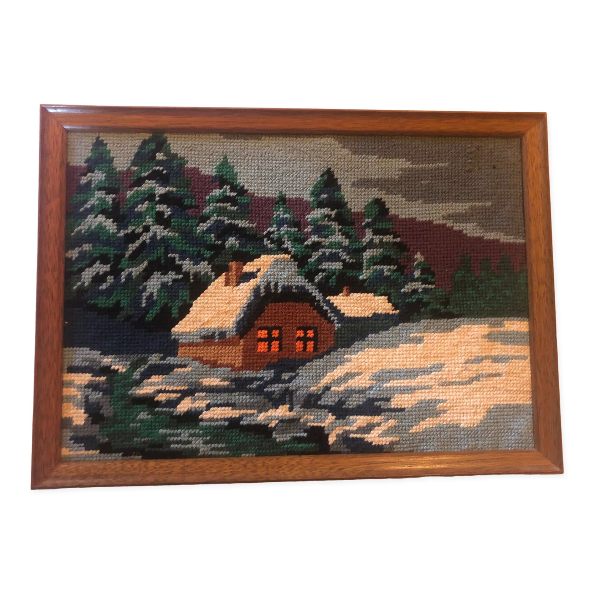 Canevas encadré chalet