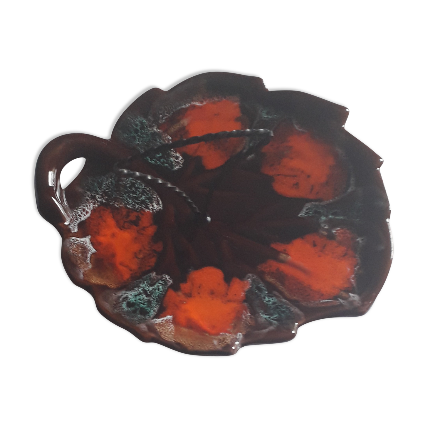 Cheese or fruit platter in Ceramic From Vallauris in the shape of a leaf