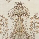 6x9 Ft Ecru-cream vintage rug, Floral design cream and brown rug.