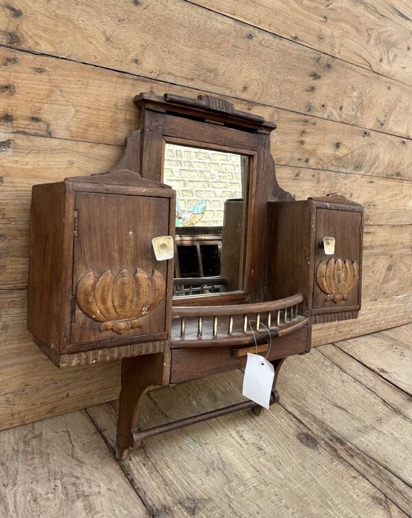 Miroir de barbier en teck birman