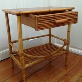 Rattan and vintage bamboo bedside table
