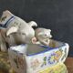 Antique earthenware pig box, salt cellar or mustard pot, floral decoration.
