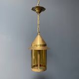 Suspension lanterne en laiton avec verre jaune