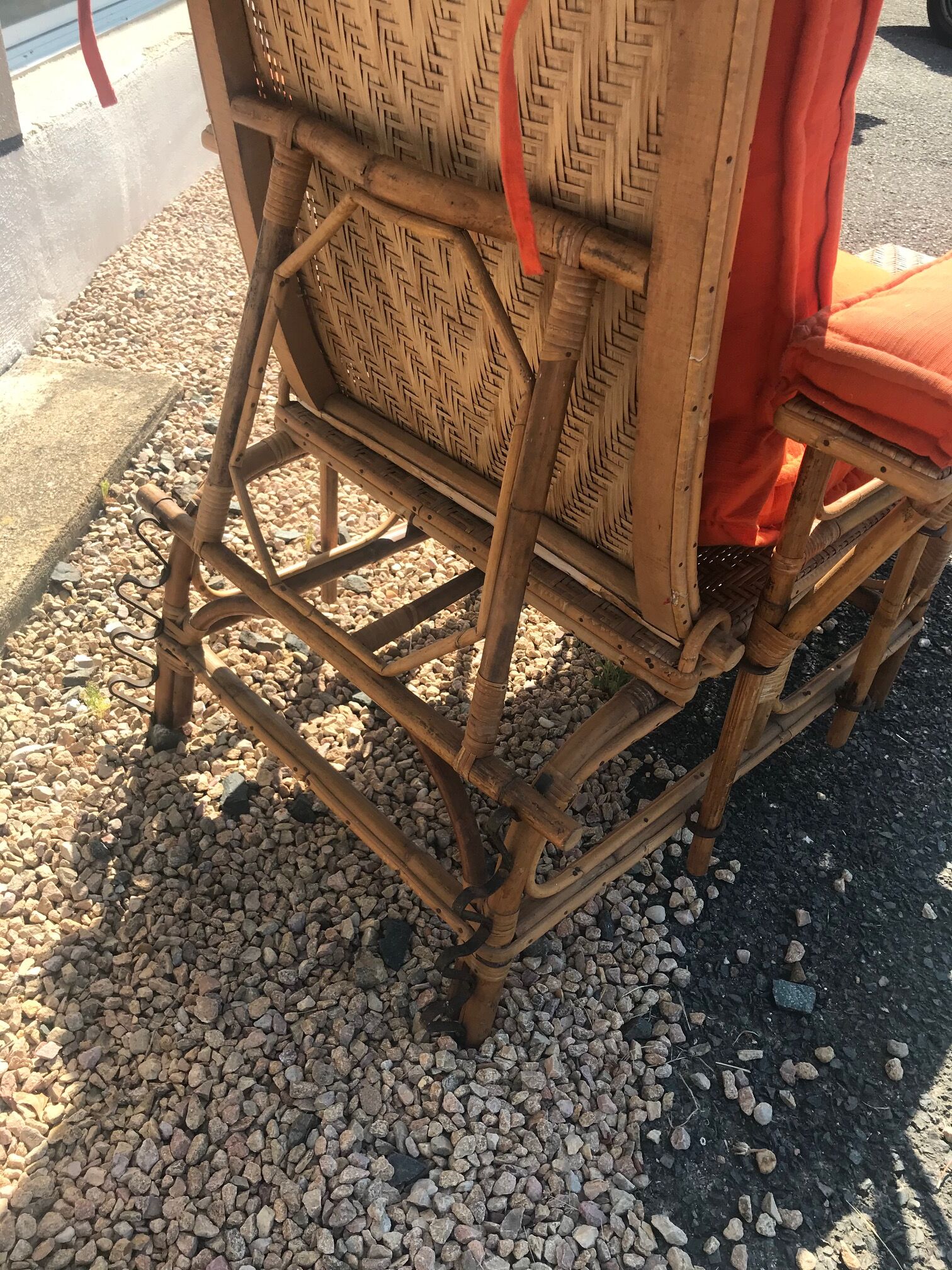 Rattan long chair and cushion