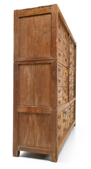 Antique teak storage cabinet with 40 drawers