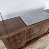 Buffet Art Déco en chêne pour salle à manger avec plateau en marbre