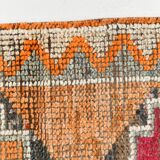 3x12 Vintage Red Orange Turkish Runner Rug, Handmade Wool Carpet, 86x352Cm