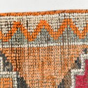 3x12 Vintage Red Orange Turkish Runner Rug, Handmade Wool Carpet, 86x352Cm