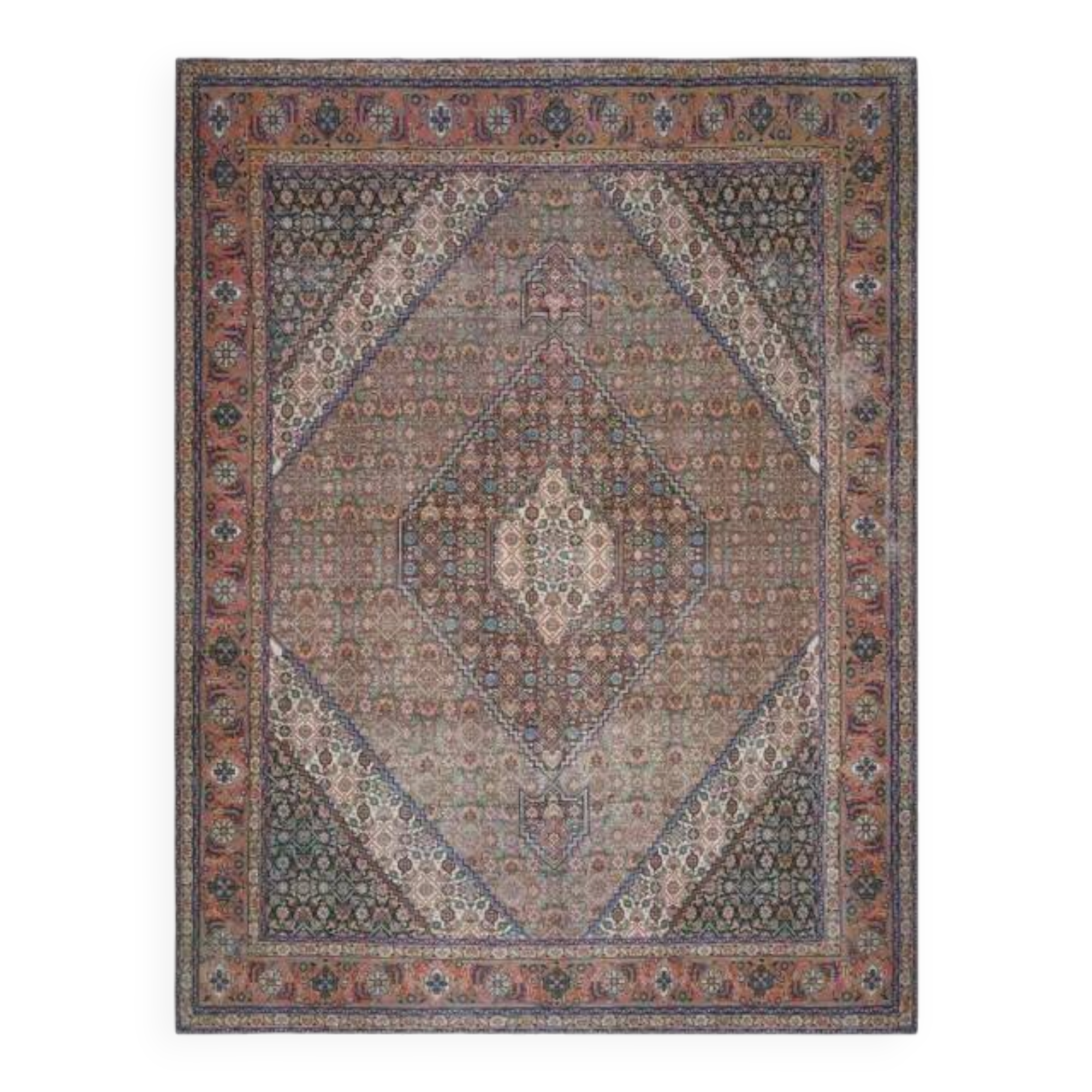 1970s Vintage Persian Handmade Wool Cotton Brown Area Rug 296x380