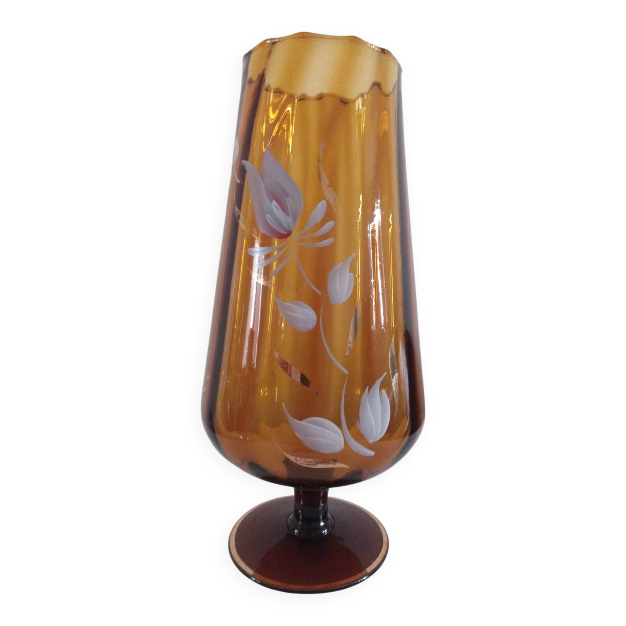 Amber blown glass vase