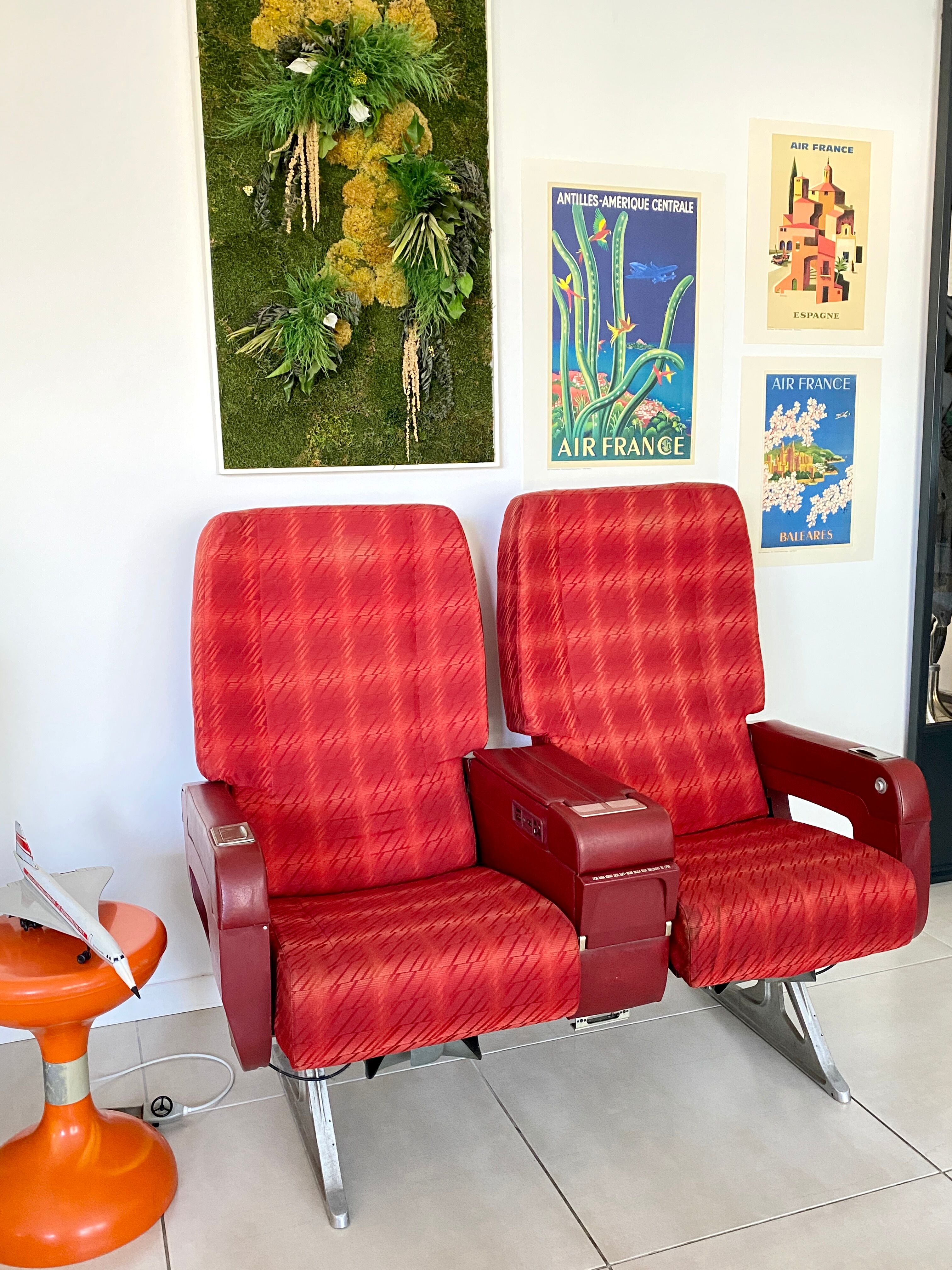 Vintage Air France aircraft chairs