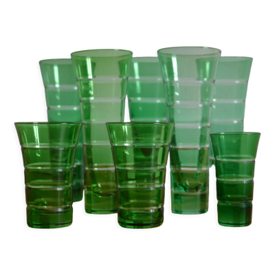 8 verres Murano Italie années 60