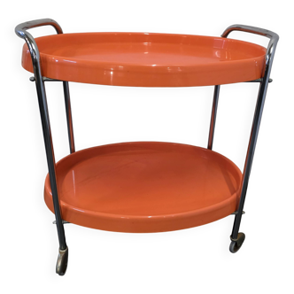 Desserte à roulettes orange des années 70