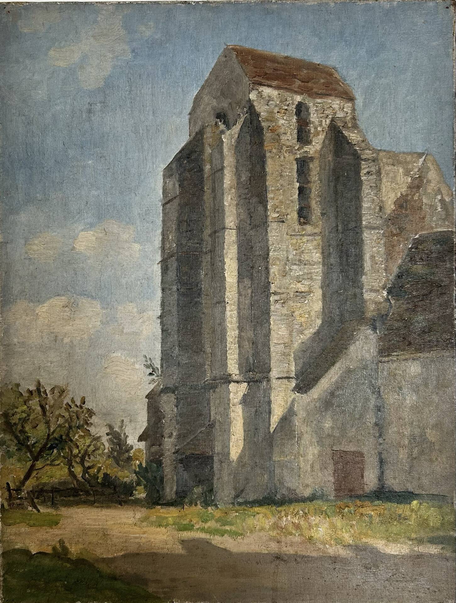 Old painting The country church