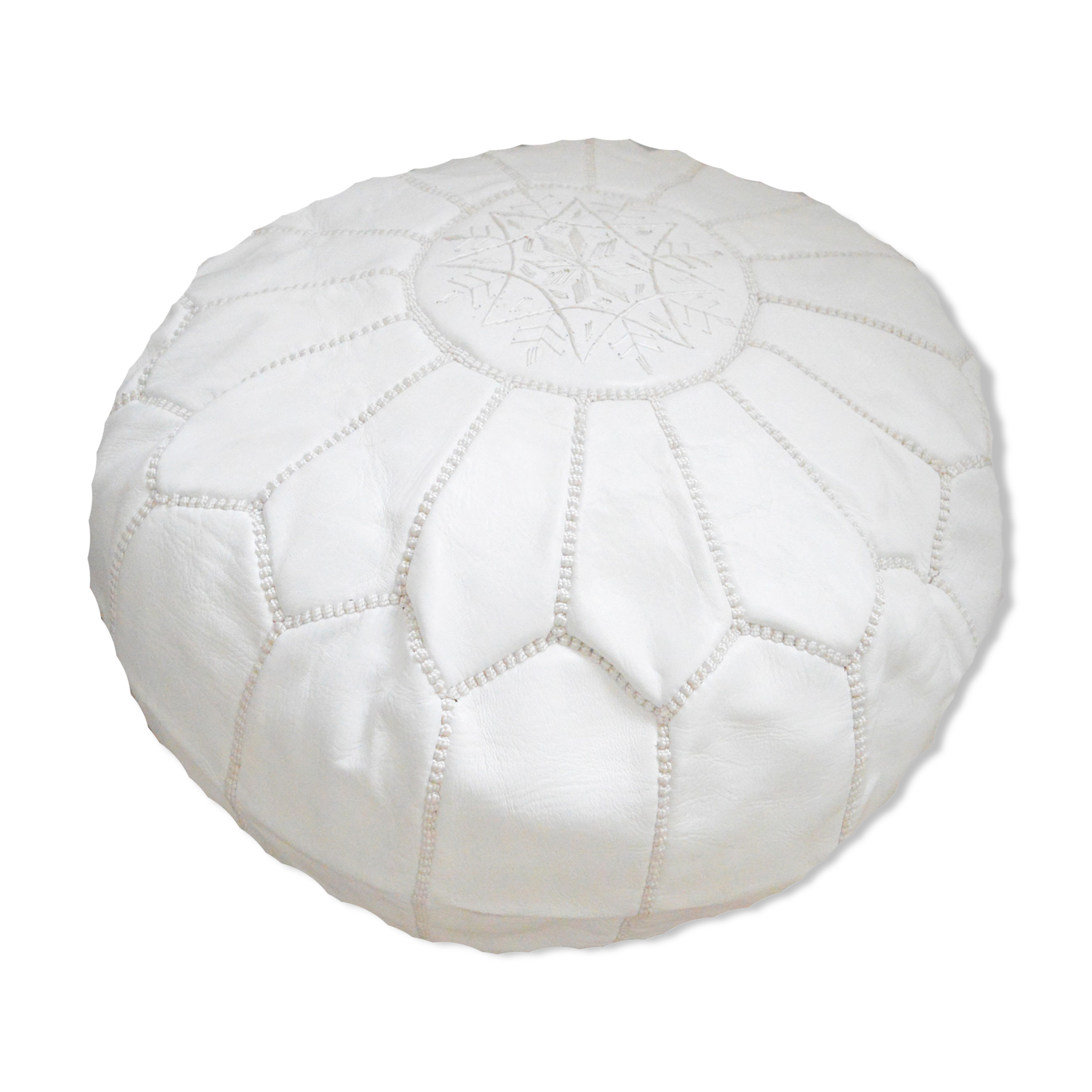 Moroccan leather pouf