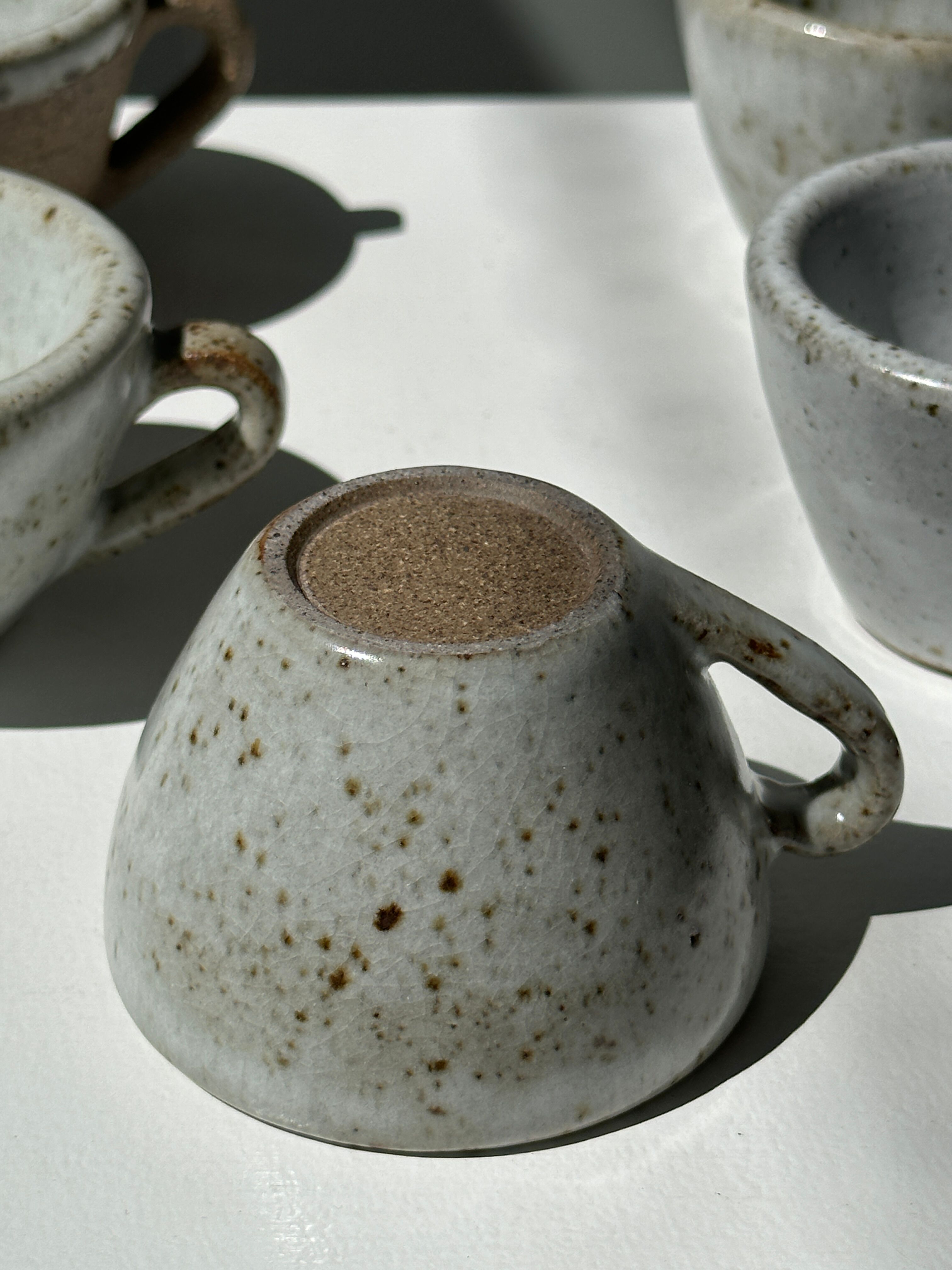 Set of 5 Indonesian ceramic handle coffee cups