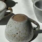 Set of 5 Indonesian ceramic handle coffee cups
